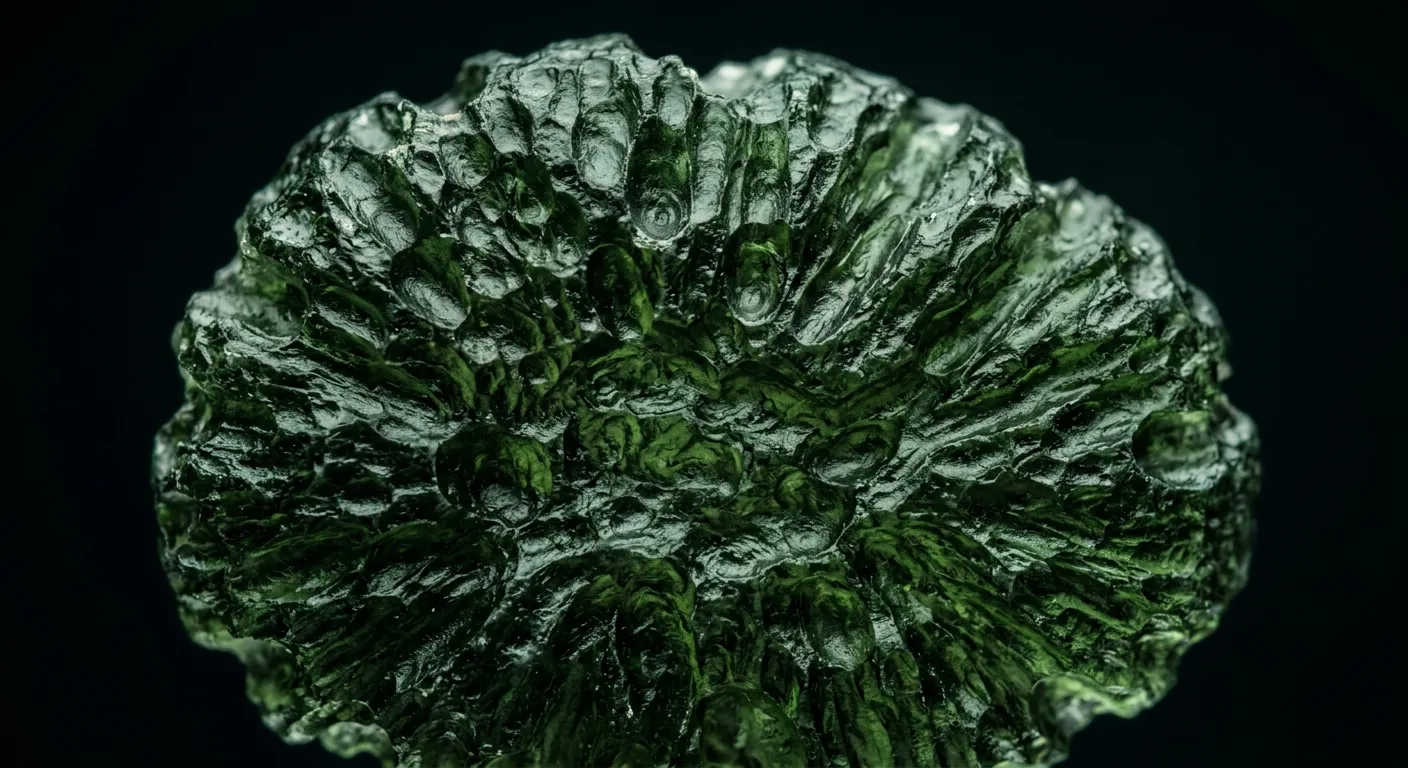 Microscopic view of moldavite surface texture