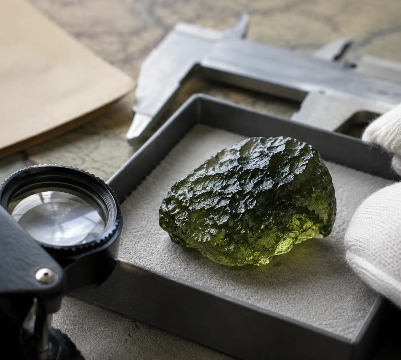 Moldavite examined as a material object rather than judged by personal sensation